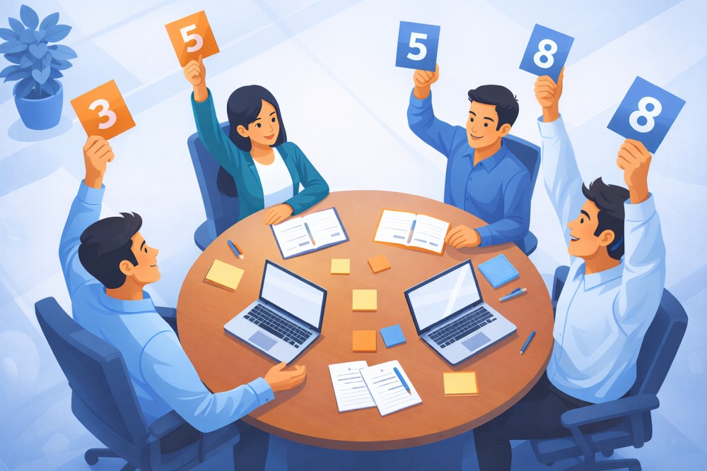 Ilustracja funkcji RetroAppSuite na landingu planning poker online